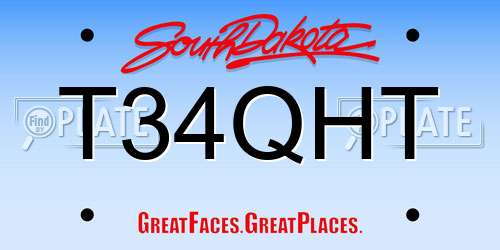 T34QHT South Dakota License Plate