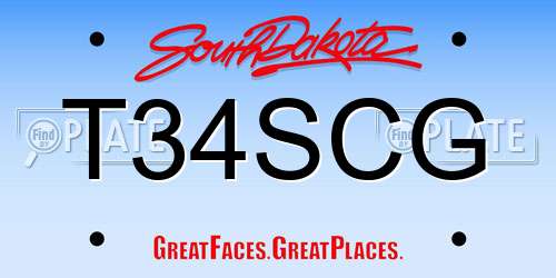 T34SCG South Dakota License Plate