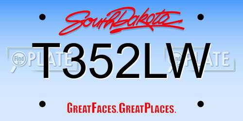 T352LW South Dakota License Plate
