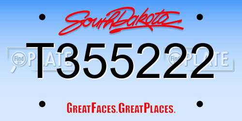 T355222 South Dakota License Plate