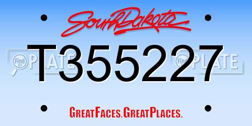 T355227 South Dakota License Plate