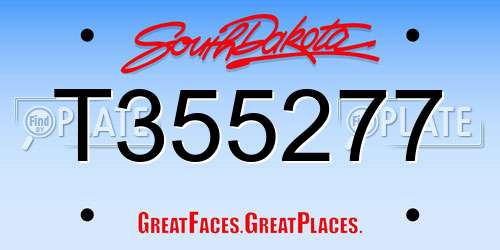 T355277 South Dakota License Plate