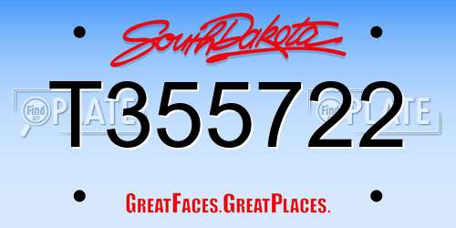 T355722 South Dakota License Plate