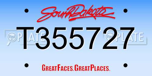 T355727 South Dakota License Plate