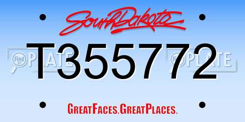 T355772 South Dakota License Plate