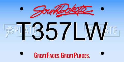 T357LW South Dakota License Plate