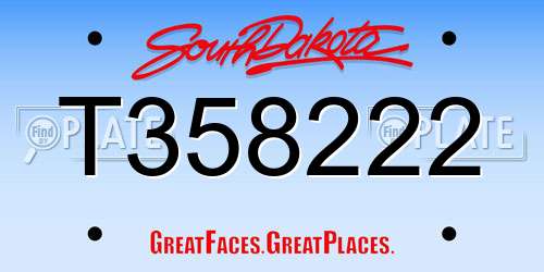 T358222 South Dakota License Plate