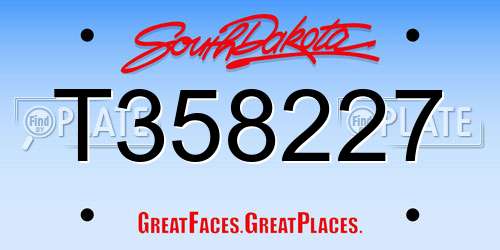 T358227 South Dakota License Plate