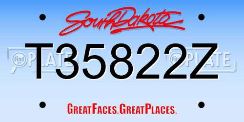 T35822Z South Dakota License Plate