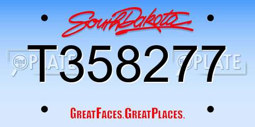 T358277 South Dakota License Plate
