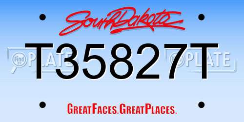 T35827T South Dakota License Plate
