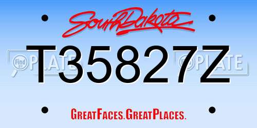 T35827Z South Dakota License Plate