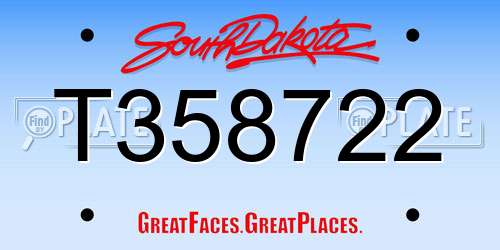 T358722 South Dakota License Plate