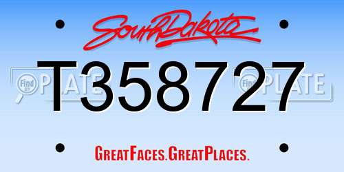 T358727 South Dakota License Plate