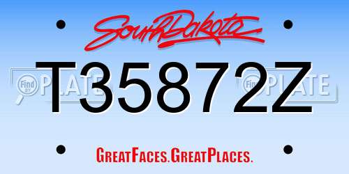 T35872Z South Dakota License Plate