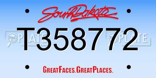 T358772 South Dakota License Plate