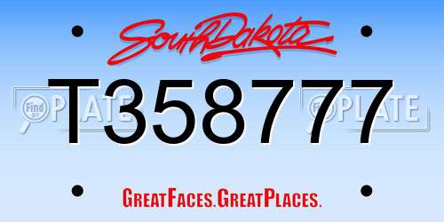 T358777 South Dakota License Plate