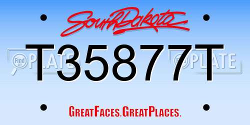 T35877T South Dakota License Plate