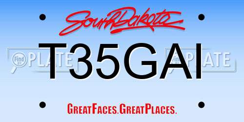 T35GAI South Dakota License Plate