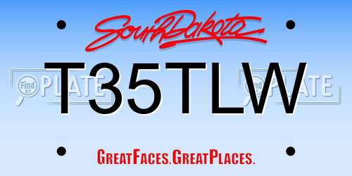 T35TLW South Dakota License Plate