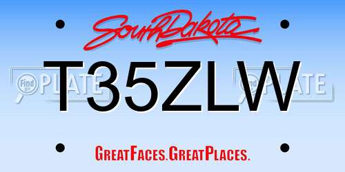 T35ZLW South Dakota License Plate