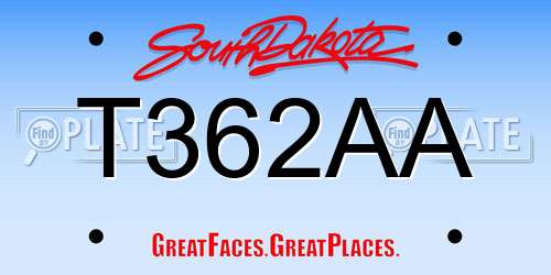 T362AA South Dakota License Plate