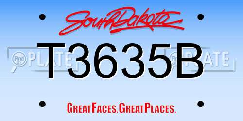 T3635B South Dakota License Plate