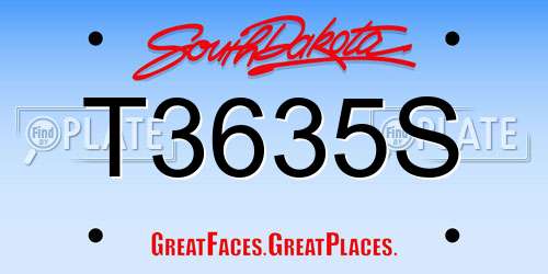 T3635S South Dakota License Plate