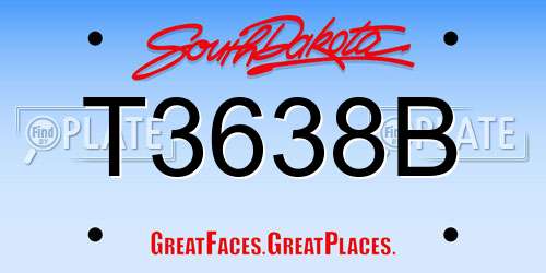T3638B South Dakota License Plate