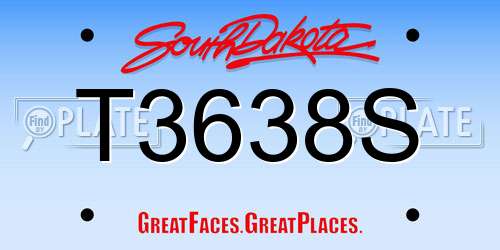 T3638S South Dakota License Plate