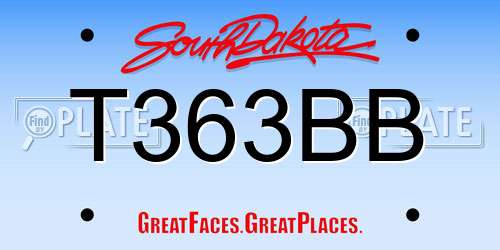 T363BB South Dakota License Plate