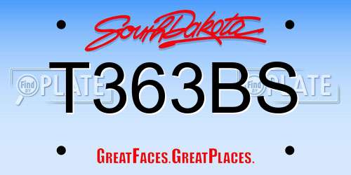 T363BS South Dakota License Plate