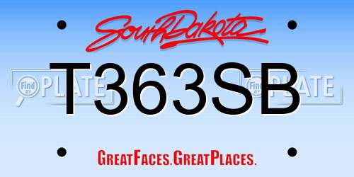 T363SB South Dakota License Plate