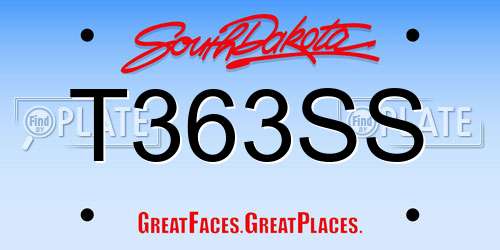 T363SS South Dakota License Plate