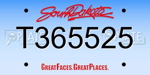 T365525 South Dakota License Plate