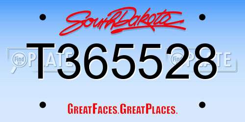 T365528 South Dakota License Plate