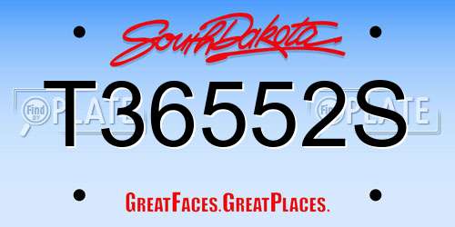 T36552S South Dakota License Plate