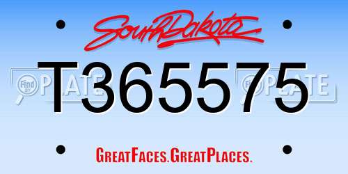 T365575 South Dakota License Plate