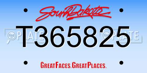 T365825 South Dakota License Plate