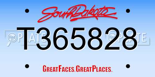 T365828 South Dakota License Plate