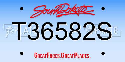 T36582S South Dakota License Plate