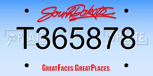 T365878 South Dakota License Plate