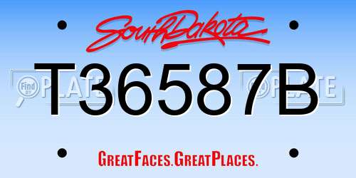 T36587B South Dakota License Plate