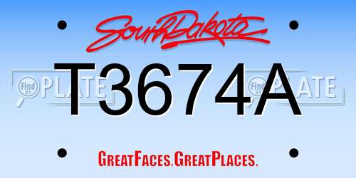 T3674A South Dakota License Plate