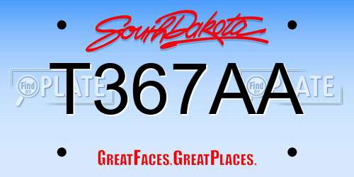 T367AA South Dakota License Plate