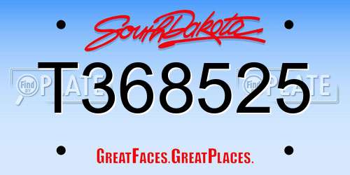 T368525 South Dakota License Plate
