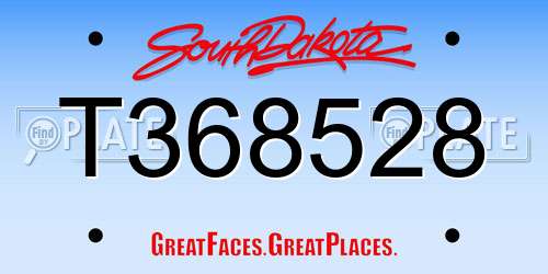 T368528 South Dakota License Plate
