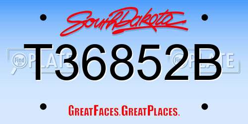 T36852B South Dakota License Plate