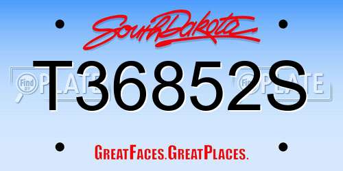 T36852S South Dakota License Plate