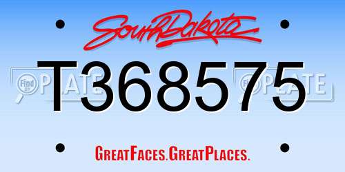T368575 South Dakota License Plate